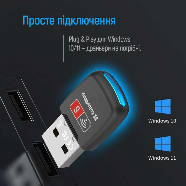 Купить Бездротовий адаптер ColorWay Wi-Fi 6 (CW-AD-W1)