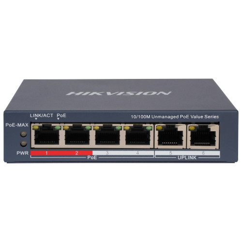 Купити Комутатор Hikvision DS-3E0106P-E/M(B) POE