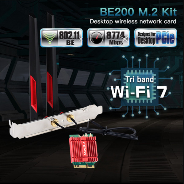 Купить Бездротовий адаптер Fenvi FV-BE200NG Wi-Fi 7, Bluetooth 5.4 Adapter, Tri-band 2.4G/5G/6GHz
