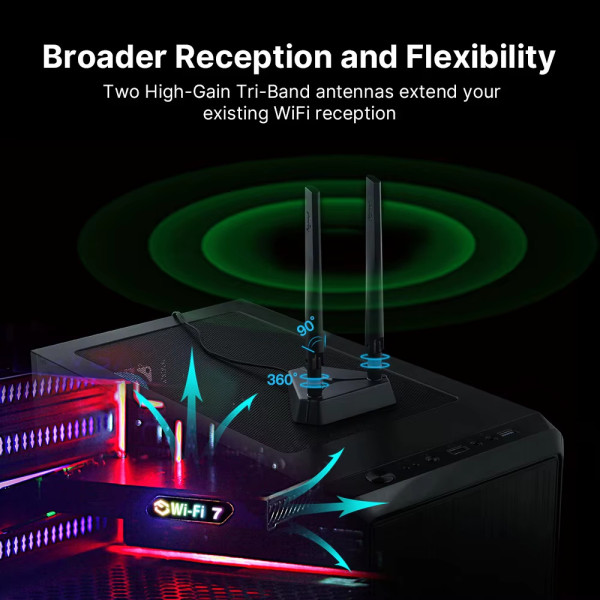 Купити Бездротовий адаптер Fenvi FV-BE8800RGB Wi-Fi 7, Bluetooth 5.4 Gaming Tri Band 2.4G/5G/6GHz