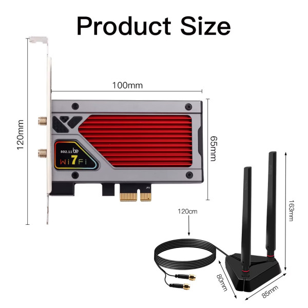 Купити Бездротовий адаптер Fenvi FV-BE8800RGB Wi-Fi 7, Bluetooth 5.4 Gaming Tri Band 2.4G/5G/6GHz
