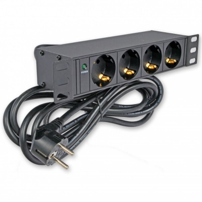 Купити Блок 10" на 4 роз. нім. станд., 16А, з індикат., шнур 1.8 м, чорний, 1U