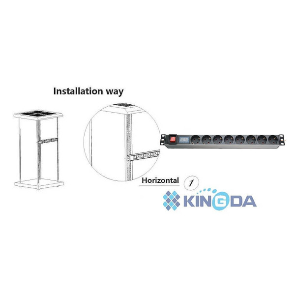 Купить Блок 19"на 8 розеток. С13, 10А, с индикат., без шнура, черный, 1U