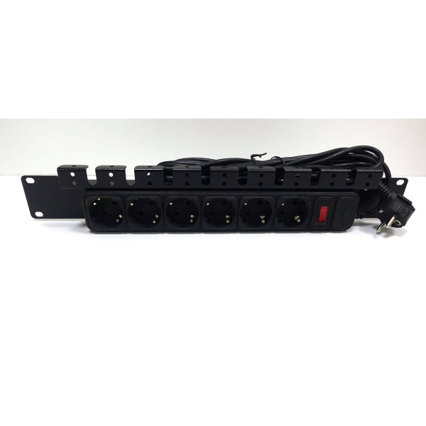 Купить Блок розеток 1,5U 19" на 6 розеток с выключателем, PDU 220В, 10А, 3м, Schuko
