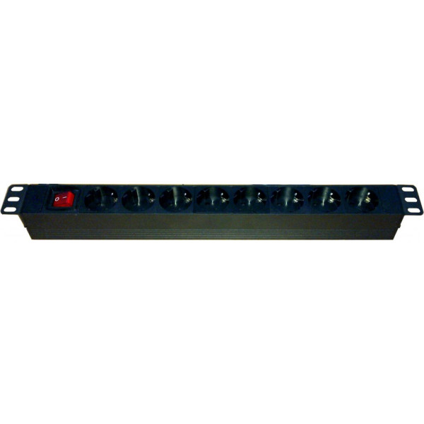 Купить Блок розеток 1U 19" на 8 розеток с выключателем ал. корп., PDU 220В, 16А, 1,8м, Schuko WT-2261A-GER-8WAY-1,8