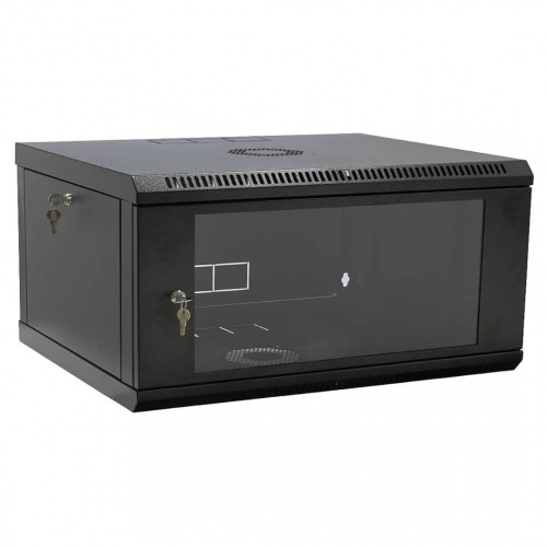 Купить Телекоммуникационный настенный шкаф CMS 19" 4U, 600x400x284мм (Ш*Г*В), эконом, акриловое стекло, черный