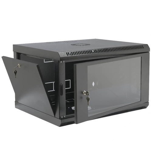 Купить Телекоммуникационный настенный шкаф CMS 19" 6U, 600x400x373мм (Ш*Г*В), эконом, акриловое стекло, черный