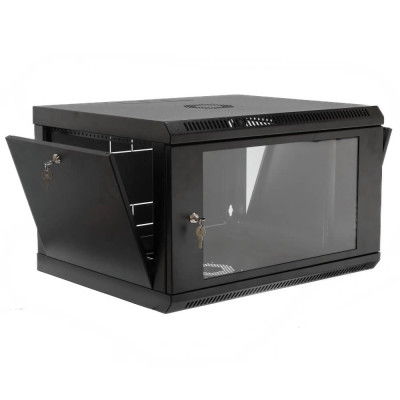 Купить Телекоммуникационный настенный шкаф CMS 19" 6U, 600x500x373мм (Ш*Г*В), эконом, акриловое стекло, черный