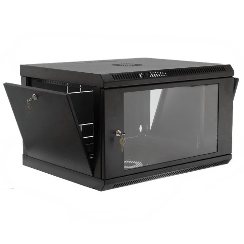 Купить Телекоммуникационный настенный шкаф CMS 19" 6U, 600x500x373мм (Ш*Г*В), эконом, акриловое стекло, черный