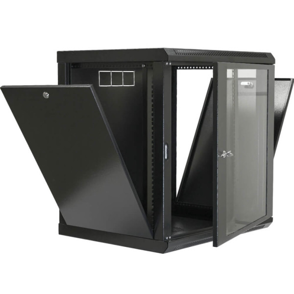 Купить Телекоммуникационный настенный шкаф CMS 19" 12U, 600x600x640мм (Ш*Г*В), эконом, акриловое стекло, черный