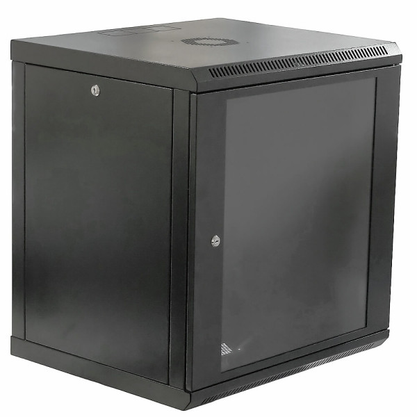 Купить Телекоммуникационный настенный шкаф CMS 19" 15U, 600x600x773мм (Ш*Г*В), эконом, акриловое стекло, черный