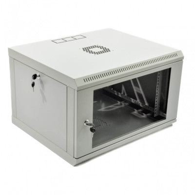 Купить Телекоммуникационный настенный шкаф CMS 19" 6U, 600x500x373мм (Ш*Г*В), эконом, акриловое стекло, серый