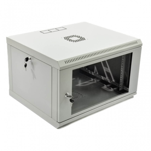Купить Телекоммуникационный настенный шкаф CMS 19" 6U, 600x500x373мм (Ш*Г*В), эконом, акриловое стекло, серый