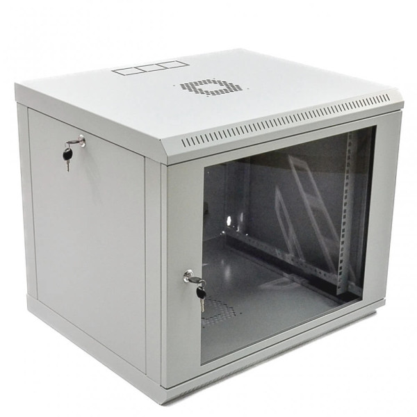 Купить Телекоммуникационный настенный шкаф CMS 19" 9U, 600x600x507мм (Ш*Г*В), эконом, акриловое стекло, серый