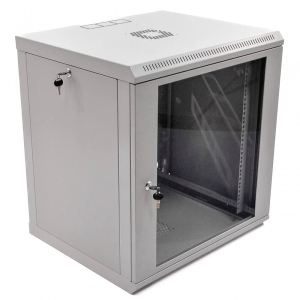 Купить Телекоммуникационный настенный шкаф CMS 19" 12U, 600x500x640мм (Ш*Г*В), эконом, акриловое стекло, серый