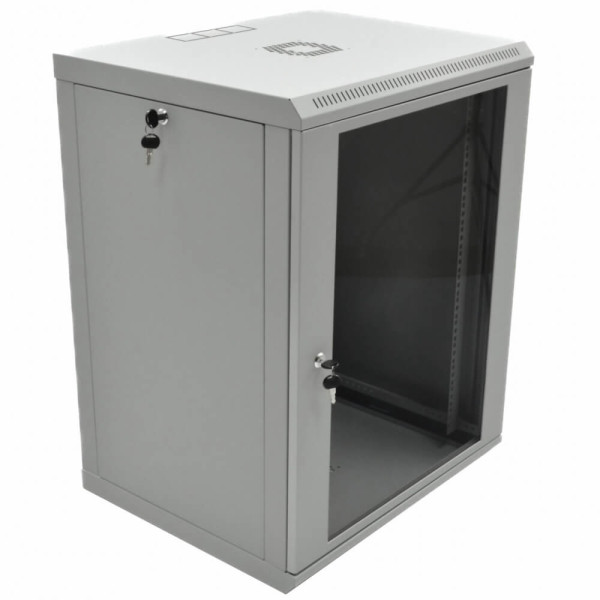 Купить Телекоммуникационный настенный шкаф CMS 19" 18U, 600x600x907мм (Ш*Г*В), эконом, акриловое стекло, серый