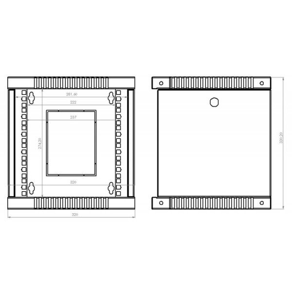 Купить Телекоммуникационный настенный шкаф 10" 6U, 320х300x335мм (Ш*Г*В), акриловое стекло, черный