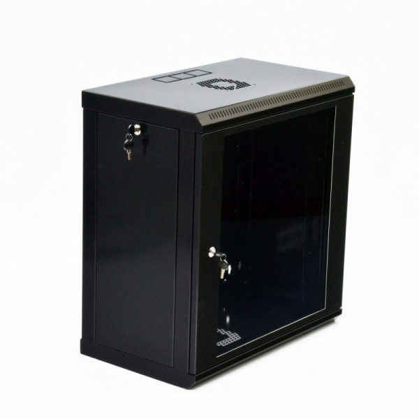 Купить Телекоммуникационный настенный шкаф CMS 19" 12U, 600х350х640 мм (Ш*Г*В), эконом, акриловое стекло, черный