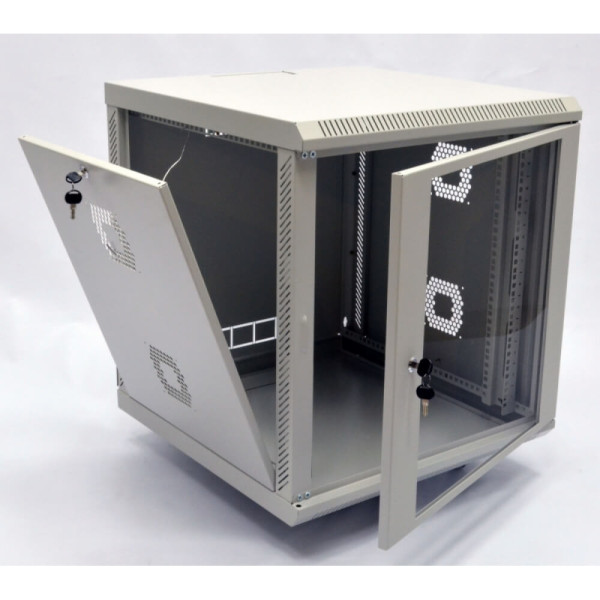 Купить Телекоммуникационный настенный шкаф CMS 19" 12U, 600х500х640 мм (Ш*Г*В), акриловое стекло, серый