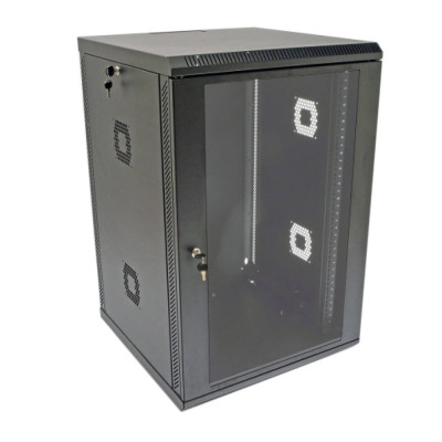 Купить Телекоммуникационный настенный шкаф CMS 19" 18U, 600х600х907 мм (Ш*Г*В), акриловое стекло, черный