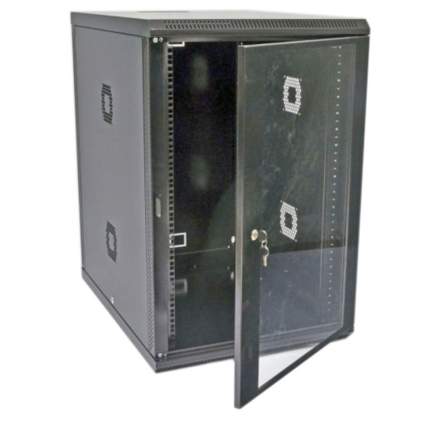 Купить Телекоммуникационный настенный шкаф CMS 19" 18U, 600х800х907мм (Ш*Г*В), акриловое стекло, черный