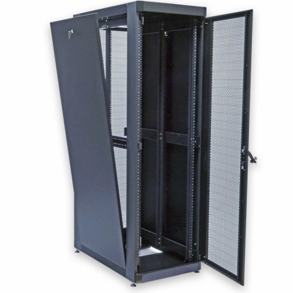 Купити Серверна підлогова шафа 19" 42U, 610х1055x2020 мм (Ш*Г*В), чорна, перфоровані двері (66%)