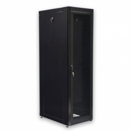 Купить Серверный напольный шкаф 19" 42U, 800х1055x2020 мм (Ш*Г*В), черный, перфорированная дверь (66%)