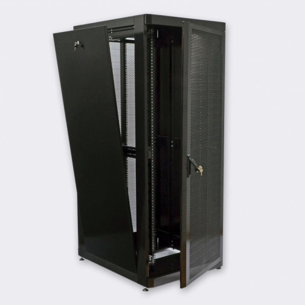 Купити Серверна підлогова шафа 19" 42U, 800х1055x2020 мм (Ш*Г*В), чорна, перфоровані двері (66%)