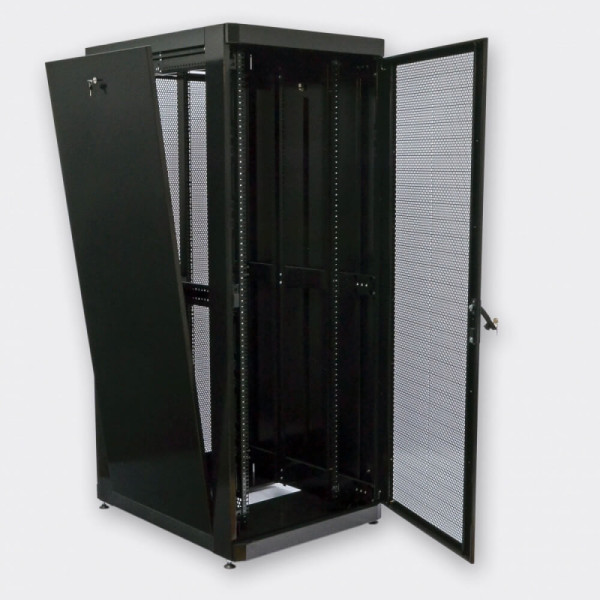 Купити Серверна підлогова шафа 19" 42U, 800х1055x2020 мм (Ш*Г*В), чорна, перфоровані двері (66%)