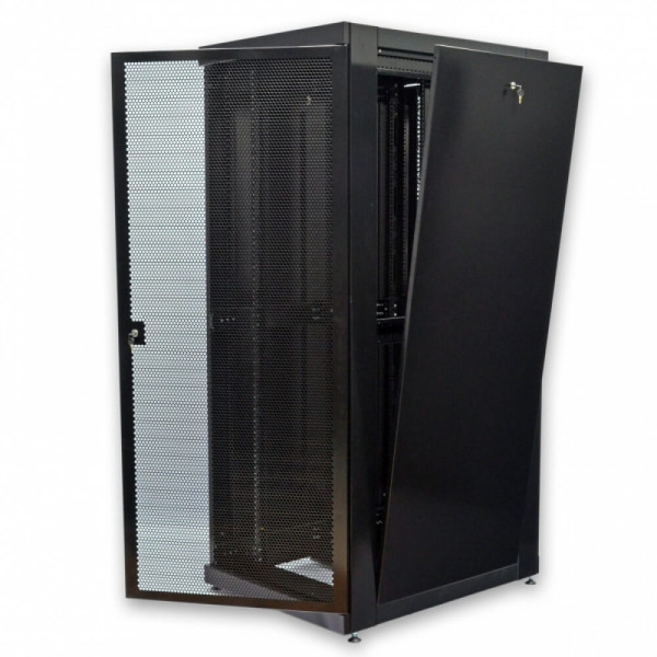 Купити Серверна підлогова шафа 19" 42U, 800х1055x2020 мм (Ш*Г*В), чорна, перфоровані двері (66%)