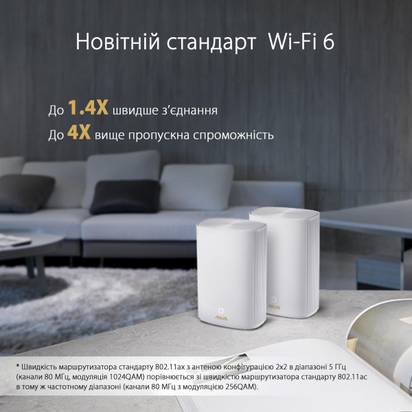 Купить Wi-Fi Mesh система Asus ZenWiFi AX Hybrid (XP4) 1pk White (90IG05T0-BM9100)
