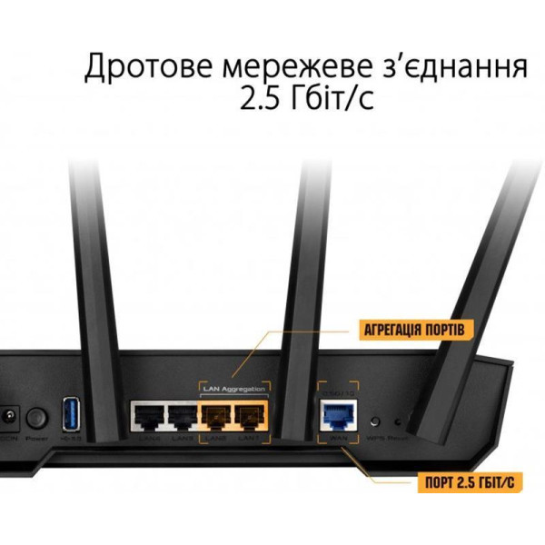 Купити Бездротовий маршрутизатор Asus TUF Gaming AX3000 V2 (TUF-AX3000 V2) (90IG0790-MO3B00)