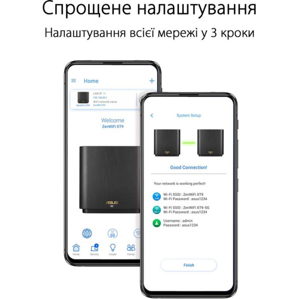Купити Wi-Fi Mesh-система Asus ZenWiFi XT9 1pk Black (90IG0740-MO3B50)