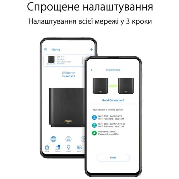 Купити Wi-Fi Mesh-система Asus ZenWiFi XT9 2pk Black (90IG0740-MO3B30)