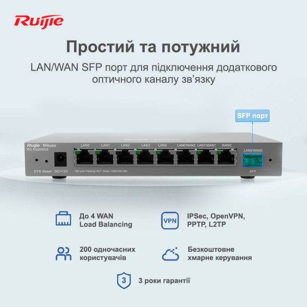 Купити Маршрутизатор Ruijie Reyee RG-EG209GS