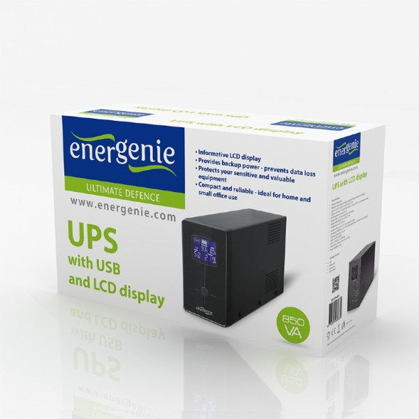 Купити Джерело безперебійного живлення EnerGenie EG-UPS-032 850VA, Line Int., AVR, 2xIEC+1xSchuko, USB, LCD, RJ11
