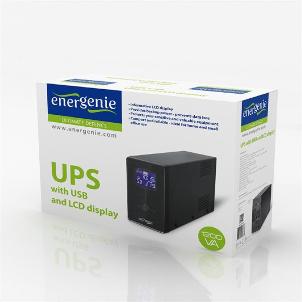 Купити Джерело безперебійного живлення EnerGenie EG-UPS-033 1200VA LCD, USB, метал