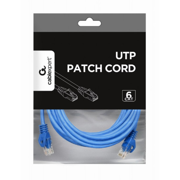 Купить Патч-корд UTP Cablexpert (PP6U-3M/B) cat.6, літий, 50u штекер із засувкою, 3 м, синій