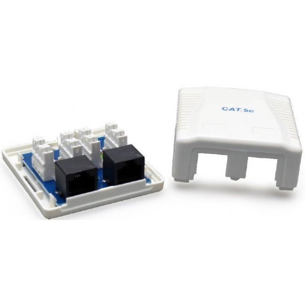 Купить Розетка Cablexpert (NCAC-2U5E-01) 2хRJ-45, Cat5Е, зовнішня, біла