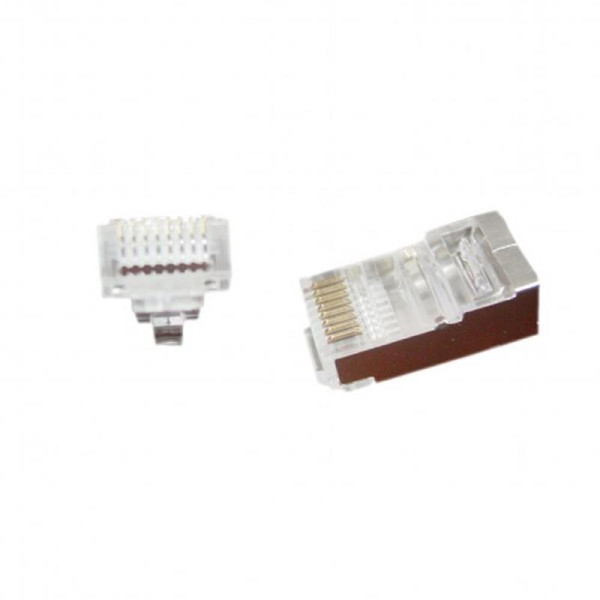Купить Конектор RJ 45 Cablexpert (LC-PTF-01/10) екранований, із позолоченими контактами, з наскрізними отворами (10 шт/уп)