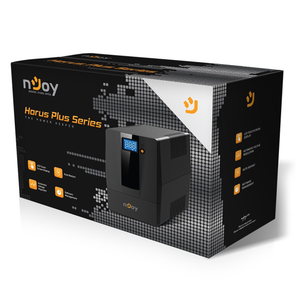 Купити Джерело безперебійного живлення NJOY Horus Plus 1500 (PWUP-LI150H1-AZ01B) Lin.int., AVR, 4 x евро, USB, LCD, пластик