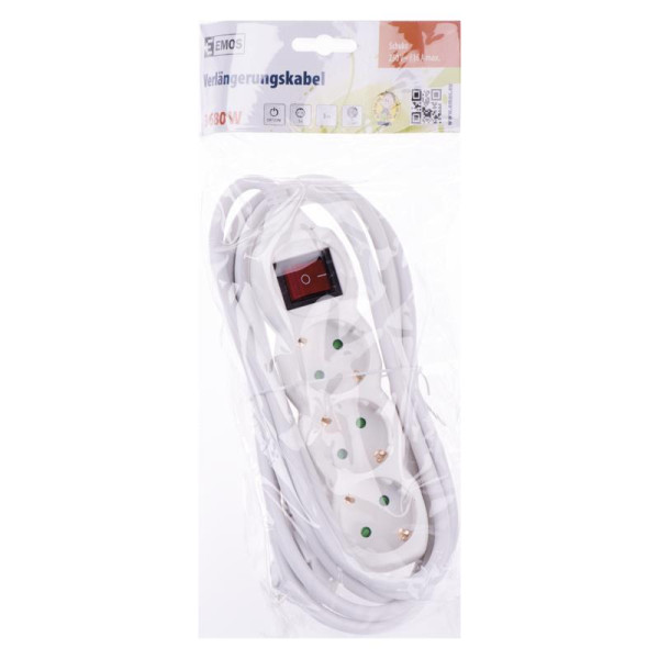 Купить Фильтр питания Emos (P1323R) с выключателем, 3 розетки, 1.5мм2, 3м, White