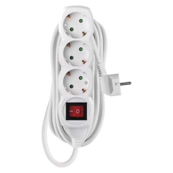 Купить Фильтр питания Emos (P1325R) с выключателем, 3 розетки, 1.5мм2, 5м, White