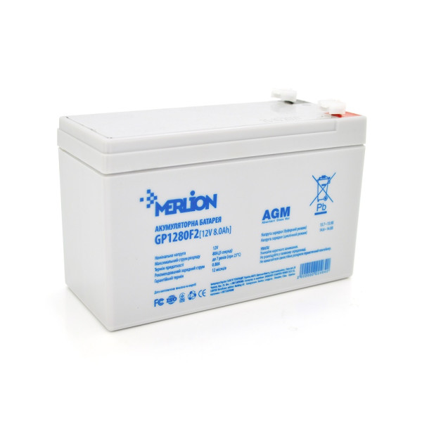 Купить Акумуляторна батарея Merlion 12V 8.0AH (GP1280F2/22464) AGM