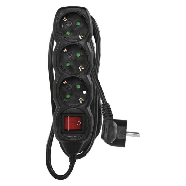 Купити Фільтр живлення Emos (PC1321R) з вимикачем, 3 розетки, 1.5м, Black