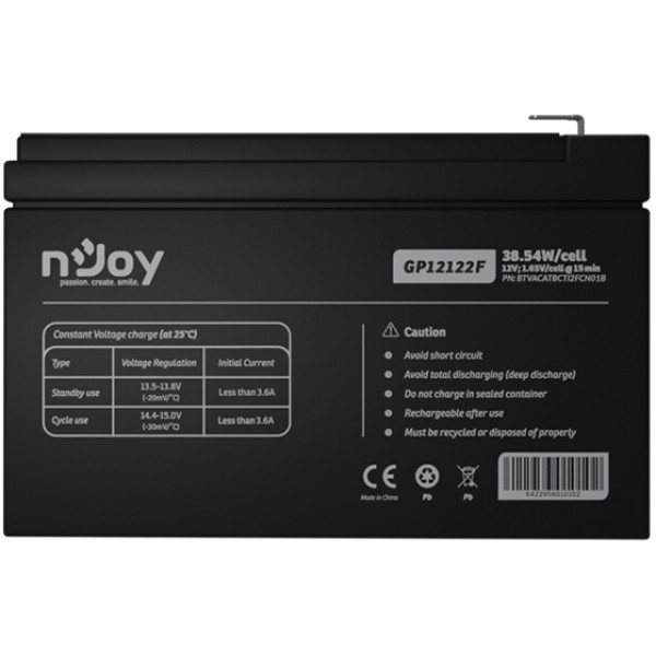 Купити Акумуляторна батарея Njoy GP12122F 12V 12AH (BTVACATBCTI2FCN01B) AGM