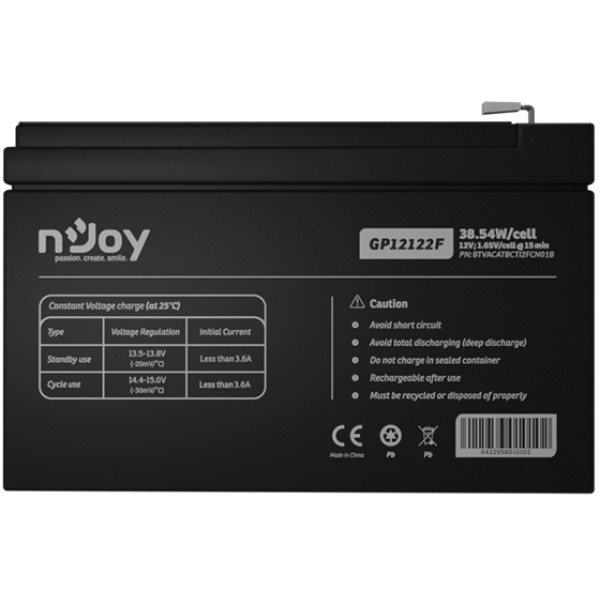 Купити Акумуляторна батарея Njoy GP12122F 12V 12AH (BTVACATBCTI2FCN01B) AGM