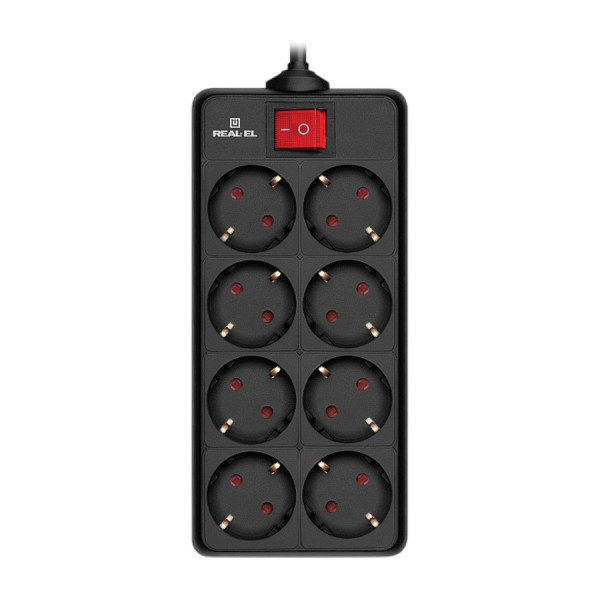 Купить Фільтр живлення REAL-EL RS-8 Protect 1.8 м Black