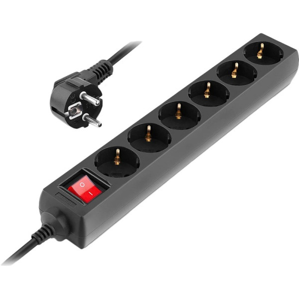 Купити Фільтр живлення REAL-EL RS-6 Protect M 1.8м Black (EL122300032)