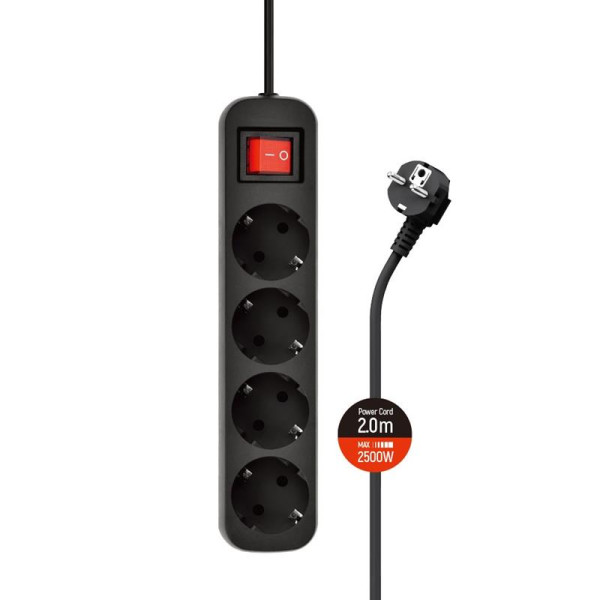 Купить Фильтр питания СolorWay (CW-PSEA42BK) 4 розетки, 2м, Black